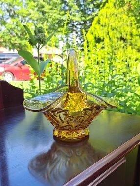 Amber Glass Decorative Basket - Home Art